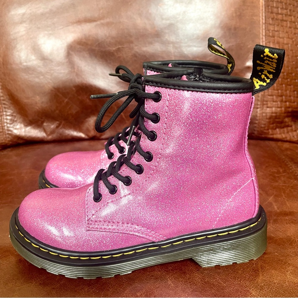 Dr.Martens Iconic 1460 Sparkly Color-Shifting Glitter Junior Boots In Pink Color - Picture 7 of 14